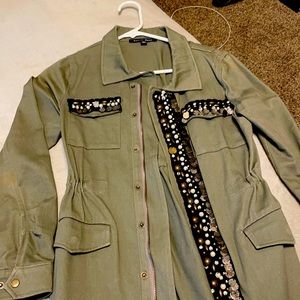 Hunter green spring jacket with beaded lining